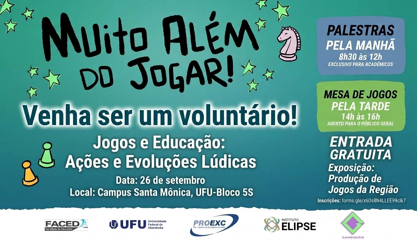 Convocação de Voluntários & Apoio: Faça Parte do Evento “Jogos e Educação: Ações e Evoluções Lúdicas”!